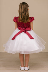 Cinderella Couture 9185 Short Satin And Tulle Flower Girl Dress With Bow Tie