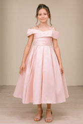 Cinderella Couture 9188 Tea Length Flower Girl Dress In Dupioni Silk
