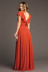 Chicas C-2403 Chiffon Bridesmaids Dress With Ruffle Sleeves