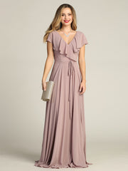 Chicas C-2403 Chiffon Bridesmaids Dress With Ruffle Sleeves