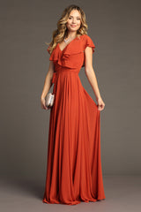 Chicas C-2403 Chiffon Bridesmaids Dress With Ruffle Sleeves