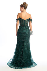 Chicas C331 Lace And Sequined Prom Gown With Brush Train