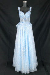 Chicas C370 Embroidered Formal Prom Gown With Corset Back