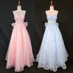 Chicas C379 Embroidered Tulle Prom Ball Gown With Bow Accent