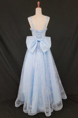 Chicas C379 Embroidered Tulle Prom Ball Gown With Bow Accent