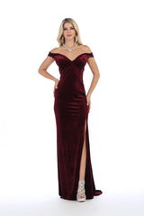 Chicas C-6532 Off The Shoulder Velvet Bridesmaids Gown