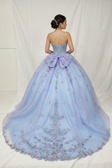 Chicas CHF3114 Embroidered Sparkle Tulle Quinceanera Gown With Corset