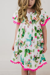 Mila & Rose Cute Cactus Pom Pom Summer Dress For Girls