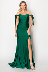 Chicas DM-8010 Bridesmaid or Evening Gown Off-The-Shoulder With Train