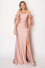 Chicas DM-8010 Bridesmaid or Evening Gown Off-The-Shoulder With Train