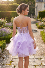 Chicas DM8031 Short Shimmer Tulle Homecoming Dress With Corset & Sequins