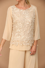 Eva USA 3289 Women's Lace and Chiffon Pant Suit