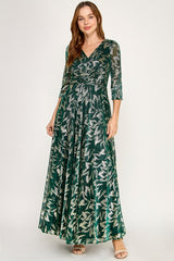 Perrty by Lenovia 3125 Long Floral Foil Bridesmaid or Mother's Gown