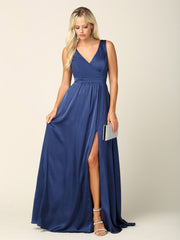 Eva USA 3423 Satin Bridesmaid Dress With Pockets