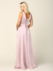 Eva USA 3423 Satin Bridesmaid Dress With Pockets