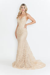 Lenovia 8338 Embroidered Lace Formal Prom Gown