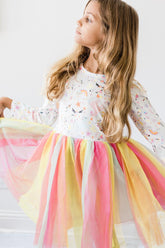 Mila & Rose Just Like Magic Pink & Yellow Long Sleeve Tutu Dress