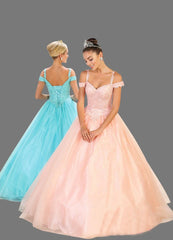 May Queen Layla K LK101 Full Prom Gown in Shimmer Tulle & Lace