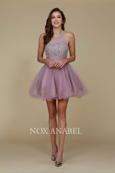 Nox Anabel B 652 Short Halter Style Tulle Party or Prom Dress