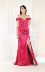 May Queen 1997 Satin Off-The-Shoulder Formal Gown