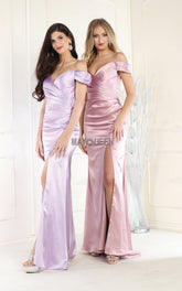 May Queen 1997 Satin Off-The-Shoulder Formal Gown