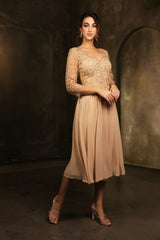 Mayqueen MQ-2108 Tea Length Mother Of The Bride Dress In Chiffon And Lace