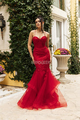 May Queen 2134 Fit and Flare Tulle Lace Prom Gown