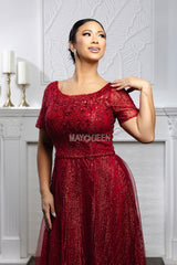 MayQueen MQ-2185 Sequined and Beaded Mesh Mothers Formal Gown