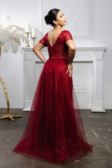 MayQueen MQ-2185 Sequined and Beaded Mesh Mothers Formal Gown