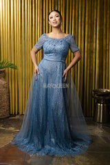 MayQueen MQ-2185 Sequined and Beaded Mesh Mothers Formal Gown