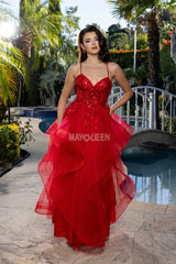 MayQueen MQ2203 Layered Sparkle Tulle Prom Gown
