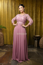MayQueen MQ-2210 Floor Length Lace and Chiffon MOB or MOG Gown