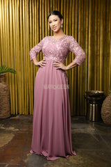 MayQueen MQ-2210 Floor Length Lace and Chiffon MOB or MOG Gown