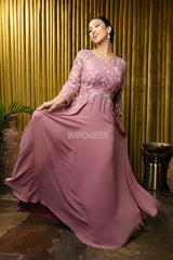MayQueen MQ-2210 Floor Length Lace and Chiffon MOB or MOG Gown