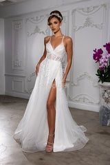 MayQueen 2220 Long Lace and Tulle Prom or Evening Gown