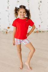 Mila & Rose Patriotic Plaid Twirl Shorts