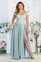 Cindy USA CN 50485 Sparkle Fabric Prom Gown with Pockets