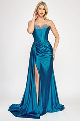 Lenovia 8402 Sateen Formal Prom or Evening Gown with Brush Train