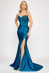 Lenovia 8396 Embroidered Sateen Formal Prom Gown