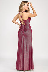 Lenovia USA 5328-D Foil Stretch Fabric Bridesmaids Dress