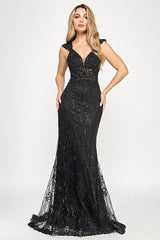 Lenovia 8350 Embroidered Mesh Mermaid Style Formal Prom Gown