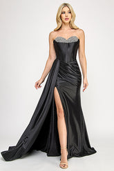 Lenovia 8402 Sateen Formal Prom or Evening Gown with Brush Train