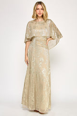 Lenovia 5330 Floral Foil Poncho Formal Gown