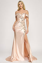 Lenovia 8353 Embroidered Sateen Wrap Style Look Prom or Formal Gown