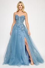 Lenovia 8399 Embroidered Layered Mesh Formal Prom Gown