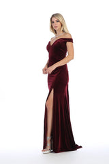 Chicas C-6532 Off The Shoulder Velvet Bridesmaids Gown