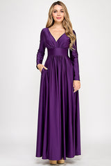 Lenovia 5231 Stretch Satin Bridesmaid Dress With Sleeves & Pockets