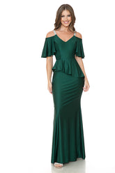 Lenovia 5282 Stretch Satin Peplum Formal Bridesmaid Gown
