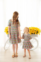 Mila & Rose Beautiful Blossoms Smocked Ruffle Dress For Girls