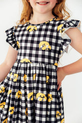 Mila & Rose Iowa Plaid Tigerhawk Flutter Twirl Dress For Girls